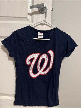 Washington Nationals Navy Graphic Tee with White & Red Logo